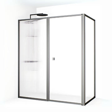 Macro Design EMPIRE Dusjhjørne L Linjeglass Gunmetal