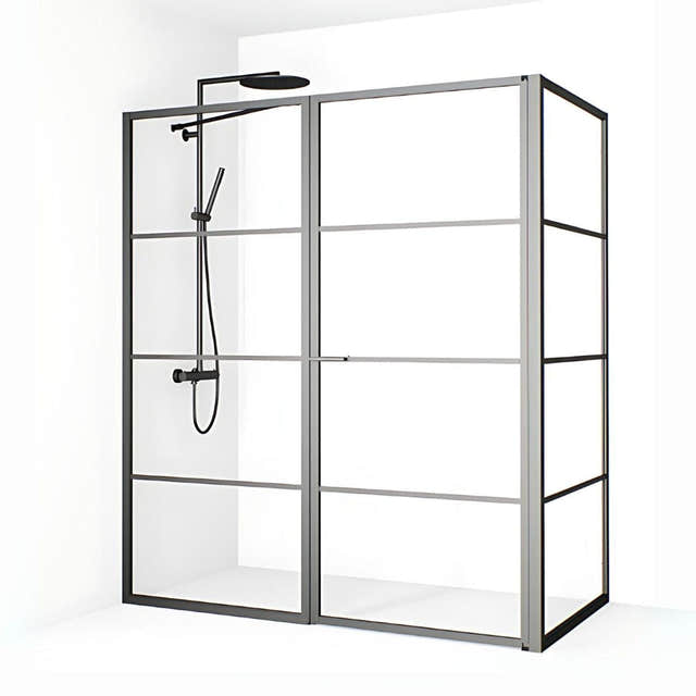 Macro Design EMPIRE Dusjhjørne L med Sprosser Gunmetal / 76x75+78cm Macro Design Dusjhjørne BUN-DEL767578SGKL