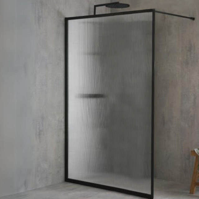 Macro Design Empire Dusjvegg Fast Linjeglass B125cm Svart matt / 125cm / Linjeglass Macro Design Dusjvegg BUN-DESK125SLI
