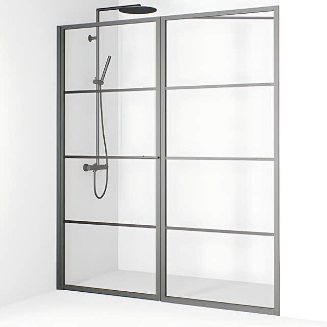 Macro Design Empire Nisjedusj Swing - med Gunmetal profil Gunmetal / 75+78cm / Klart glass med sprosser Macro Design Dusjnisje BUN-DESWN7578SGKL