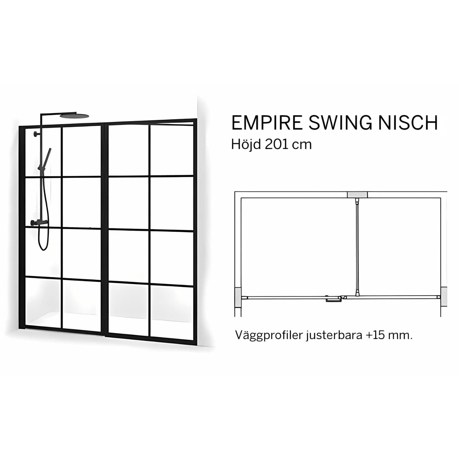 Macro Design Empire Nisjedusj Swing - med Hvit profil Macro Design Dusjnisje
