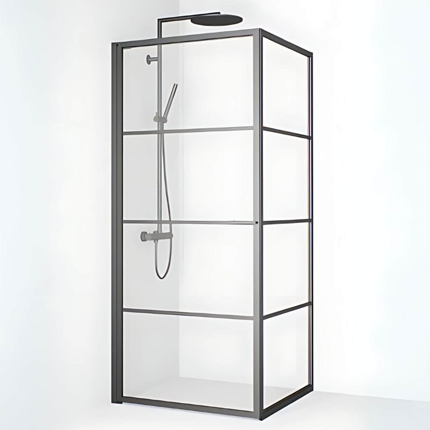 Macro Design Empire Swing Dusjhjørne - med Gunmetal profil Gunmetal / 79x79cm / Klart glass med sprosser Macro Design Dusjhjørne BUN-DESW8080SGKL