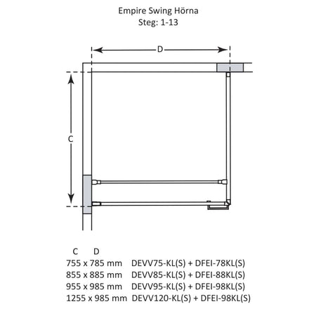 Macro Design Empire Swing Dusjhjørne med Hvit profil