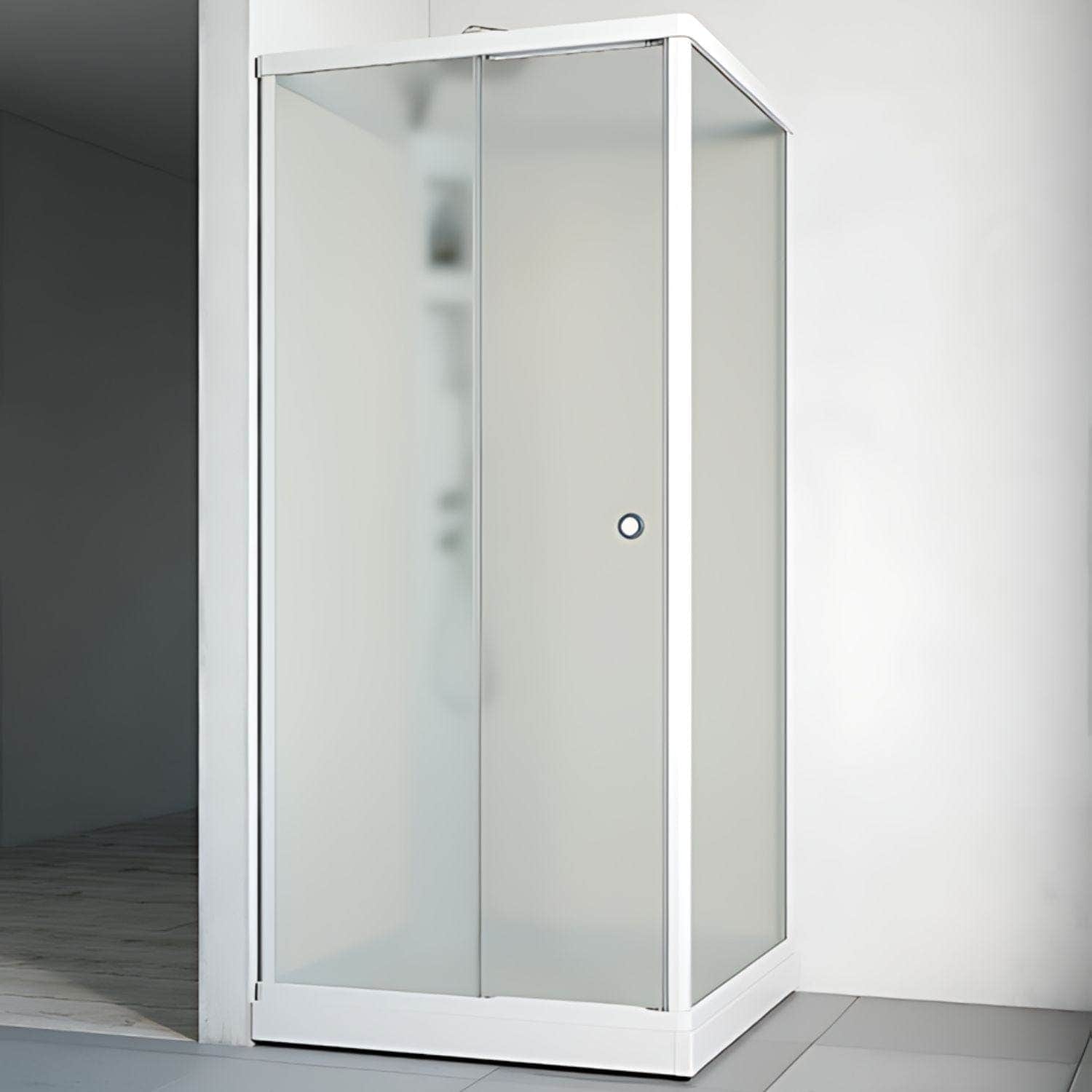 Macro Design FLOW Front Dusjkabinett Innfelt Blandebatteri Ice Hvit / 81x81cm / Hvit glass Macro Design Dusjkabinett BUN-DKFFIB88VICV