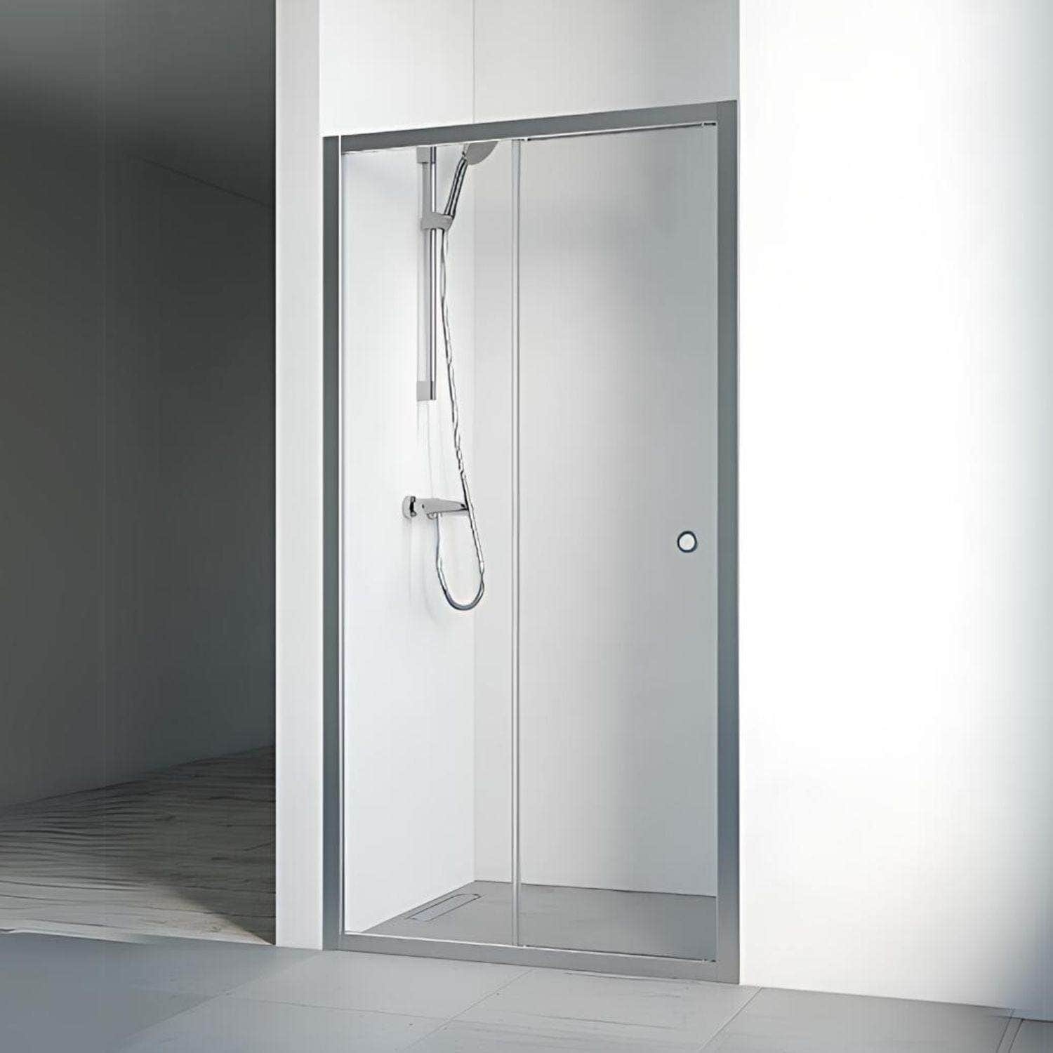 Macro Design FLOW Nisjedusj 2D Matt aluminium / 80-85cm / Klart glass Macro Design Dusjnisje GRO-6297091