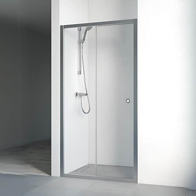 Macro Design FLOW Nisjedusj 2D Matt aluminium / 80-85cm / Klart glass Macro Design Dusjnisje GRO-6297091