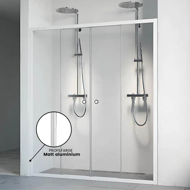 Macro Design FLOW Nisjedusj 4D Matt aluminium / 120-125cm / Klart glass Macro Design Dusjnisje GRO-6297108