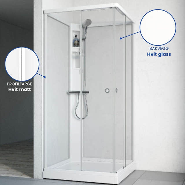 Macro Design FLOW Rett Dusjkabinett Standard Hvit / 81x81cm / Hvit glass Macro Design Dusjkabinett BUN-DKFRYB88VKLV