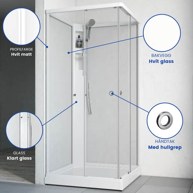 Macro Design FLOW Rett Dusjkabinett Standard Hvit / 81x81cm / Hvit Macro Design Dusjkabinett BUN-DKFRUB88VKLV