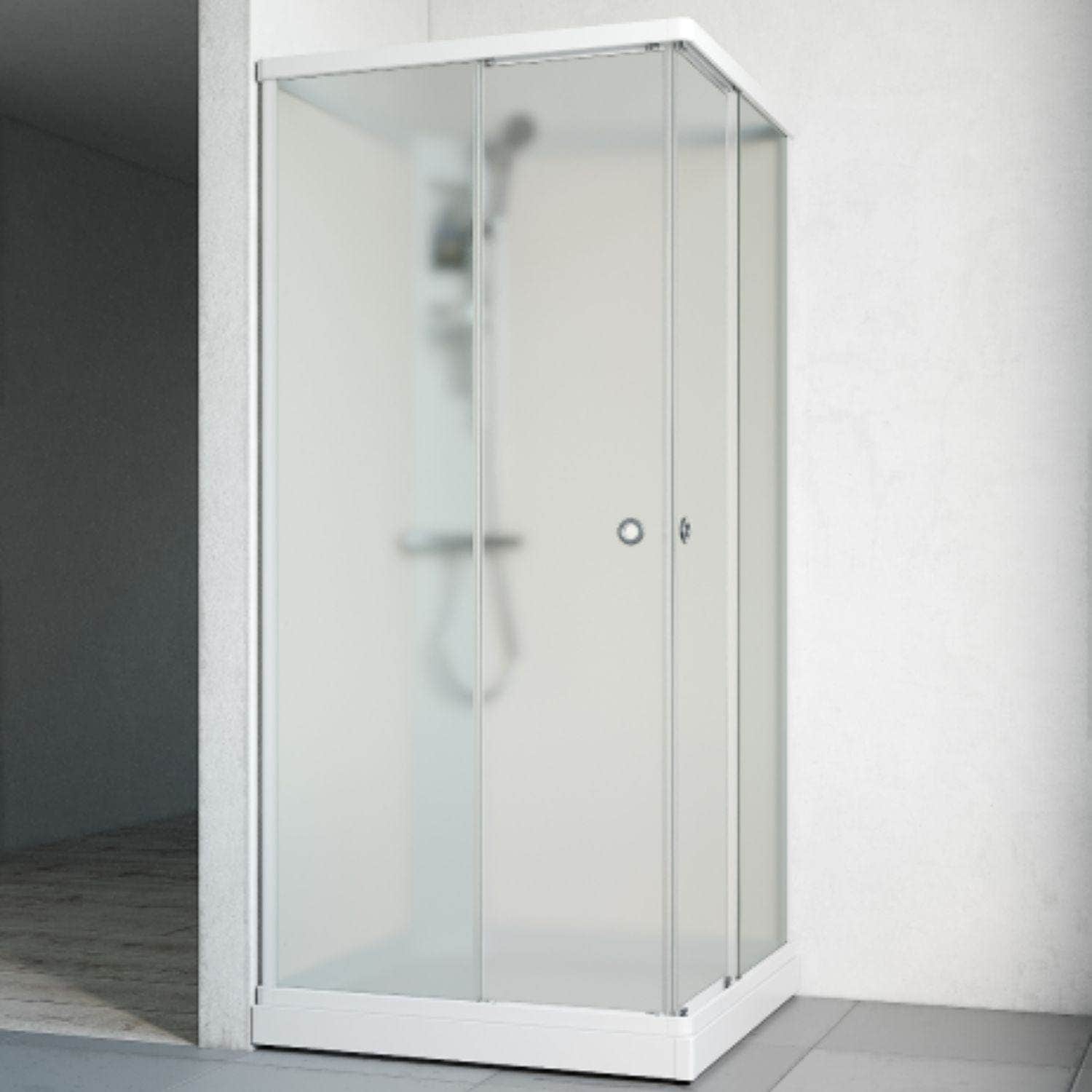 Macro Design FLOW Rett Dusjkabinett Standard Ice Hvit / 81x81cm / Hvit glass Macro Design Dusjkabinett BUN-DKFRYB88VICV
