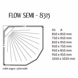 Macro Design FLOW Semi Dusjkabinett Innfelt Blandebatteri Ice
