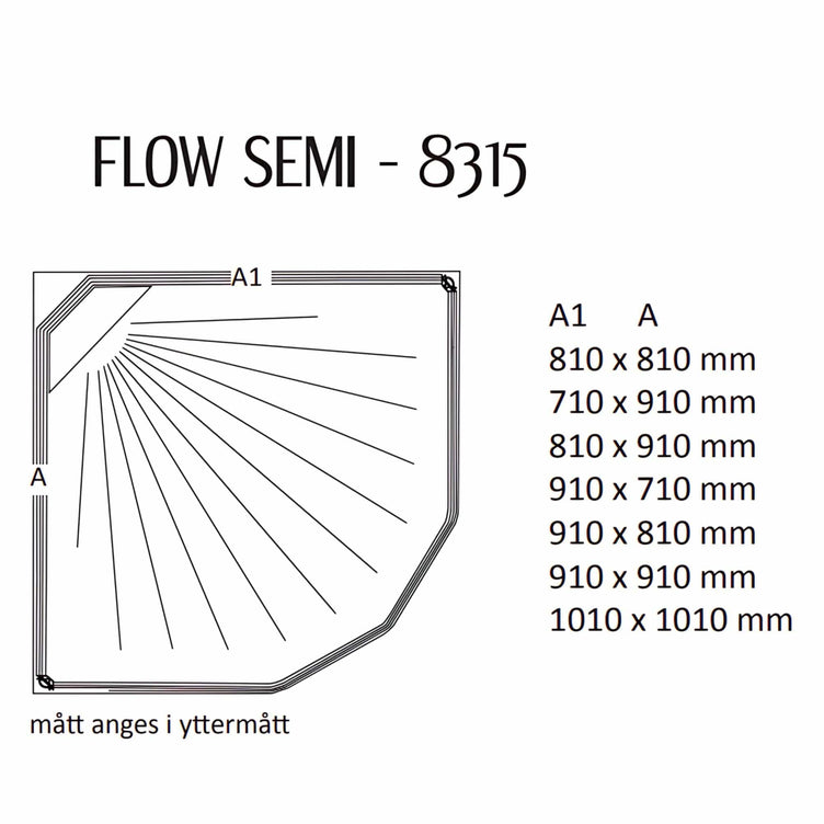 Macro Design FLOW Semi Dusjkabinett Innfelt Blandebatteri Ice