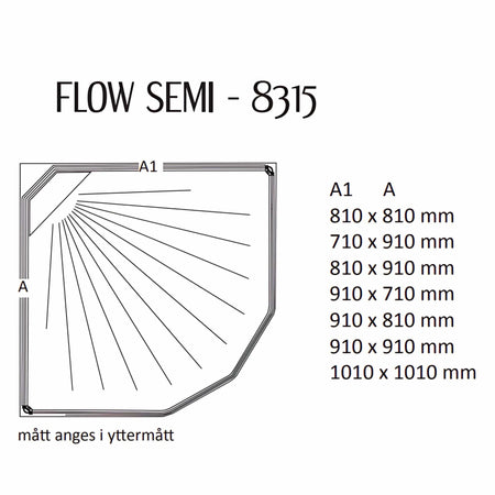 Macro Design FLOW Semi Dusjkabinett Innfelt Blandebatteri Svart Ice
