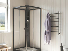 Macro Design FLOW Semi Dusjkabinett Innfelt Blandebatteri Svart  - med Klarglass Frontvegg Macro Design Dusjkabinett