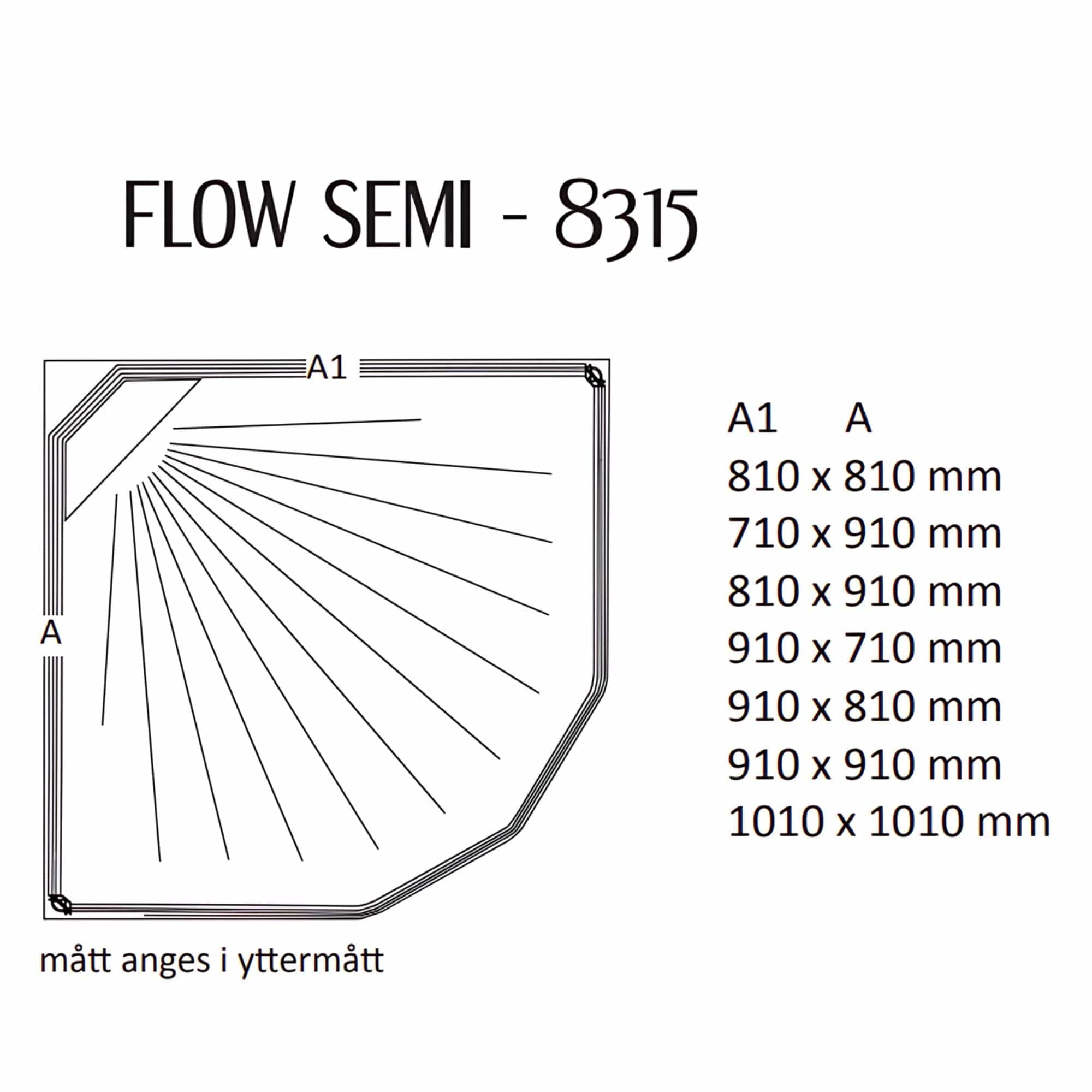 Macro Design FLOW Semi Dusjkabinett Innfelt Blandebatteri Svart  - med Klarglass Frontvegg Macro Design Dusjkabinett