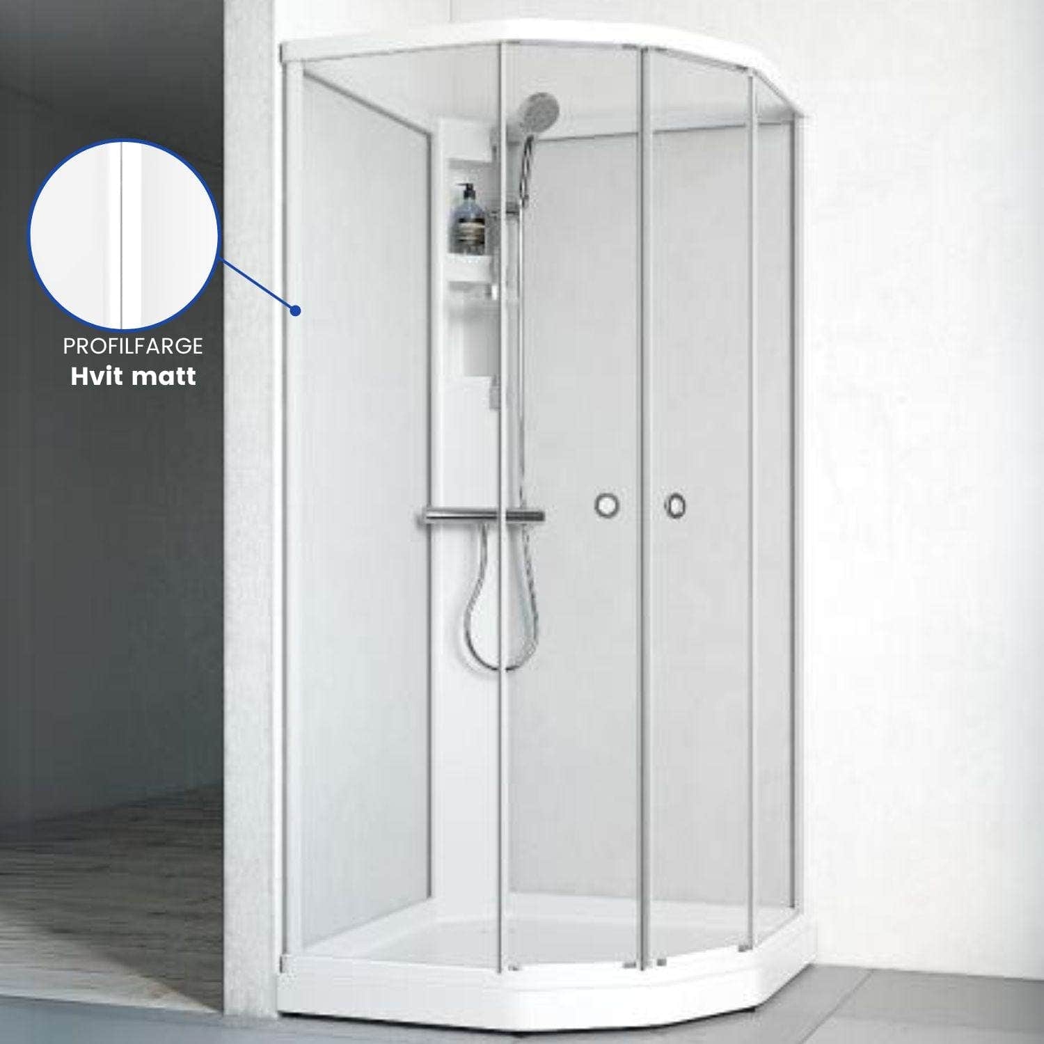 Macro Design FLOW Semi Dusjkabinett Standard Blandebatteri Hvit / 71x91cm / Klart glass Macro Design Dusjkabinett BUN-DKFSYB79VKL