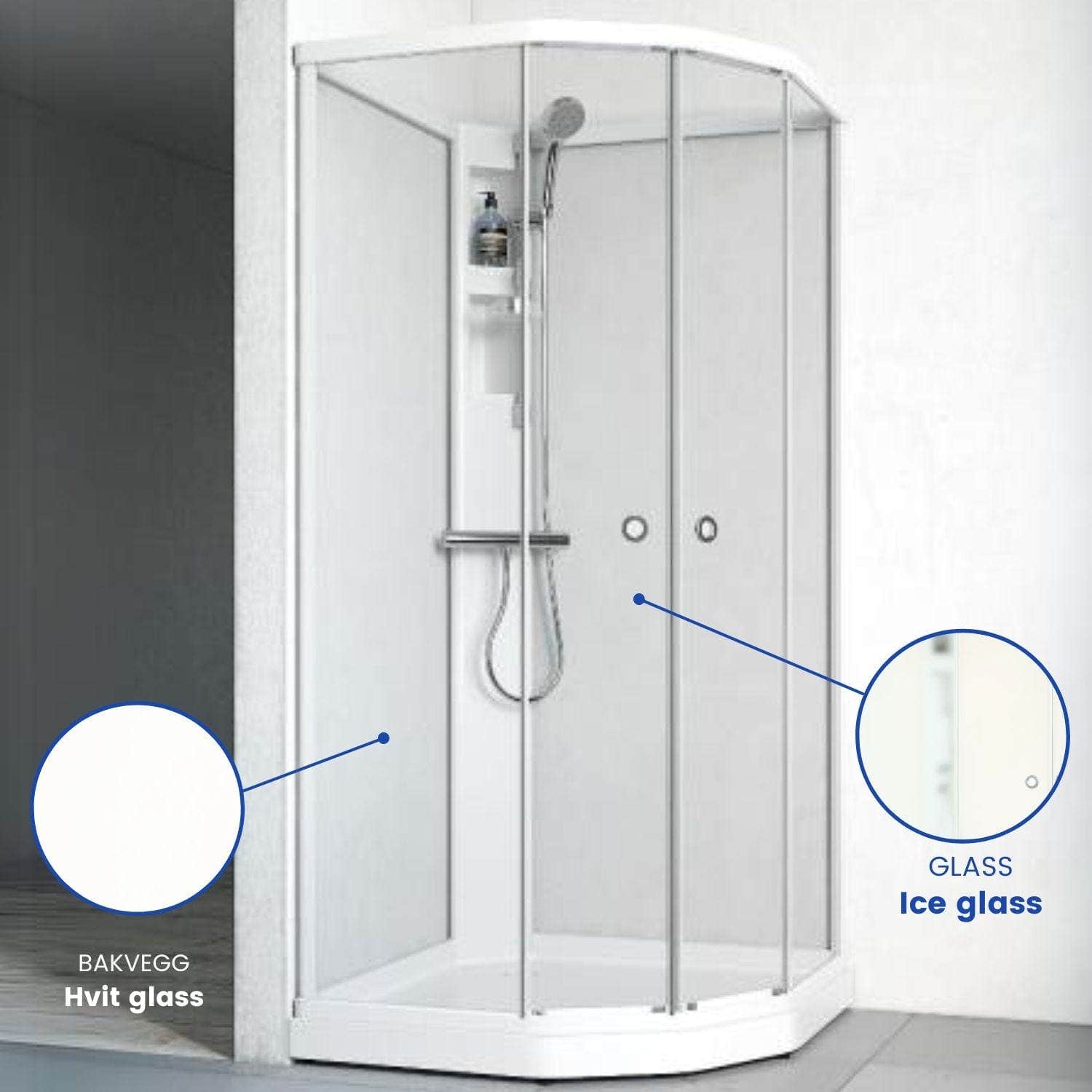 Macro Design FLOW Semi Dusjkabinett Standard Blandebatteri Ice Matt aluminium / 71x91cm / Hvit Macro Design Dusjkabinett BUN-DKFSYB79NICV