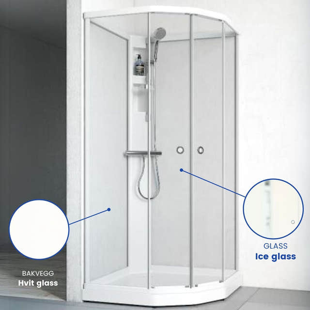 Macro Design FLOW Semi Dusjkabinett Standard Blandebatteri Ice Matt aluminium / 71x91cm / Hvit Macro Design Dusjkabinett BUN-DKFSYB79NICV