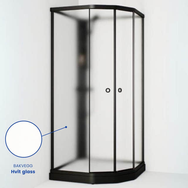 Macro Design FLOW Semi Dusjkabinett Standard Blandebatteri Ice Svart / 71x91cm / Hvit Macro Design Dusjkabinett BUN-DKFSYB79SICV