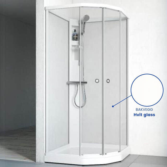 Macro Design FLOW Semi Dusjkabinett Standard Blandebatteri Matt aluminium / 71x91cm / Hvit glass Macro Design Dusjkabinett BUN-DKFSYB79NKLV