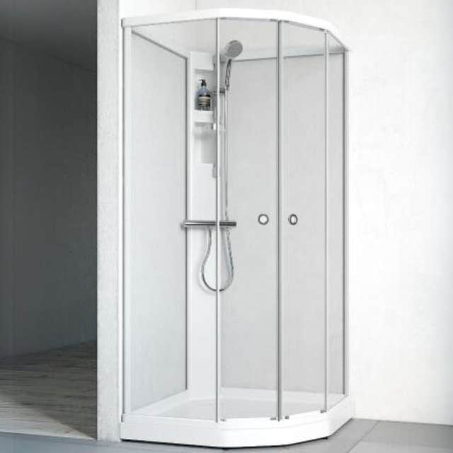 Macro Design FLOW Semi Dusjkabinett Standard Blandebatteri Matt aluminium / 71x91cm / Klart glass Macro Design Dusjkabinett BUN-DKFSYB79NKL
