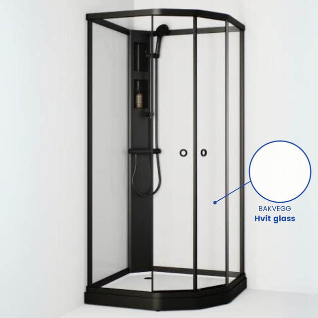 Macro Design FLOW Semi Dusjkabinett Standard Blandebatteri Svart / 71x91cm / Hvit glass Macro Design Dusjkabinett BUN-DKFSYB79SKLV