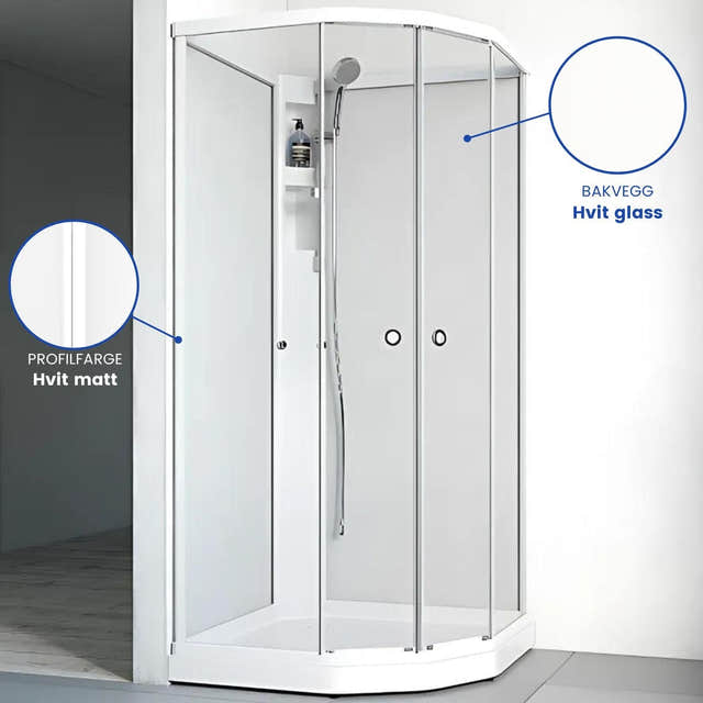 Macro Design FLOW Semi Dusjkabinett Standard Hvit / 71x91cm / Hvit glass Macro Design Dusjkabinett BUN-DKFSUB79VKLV