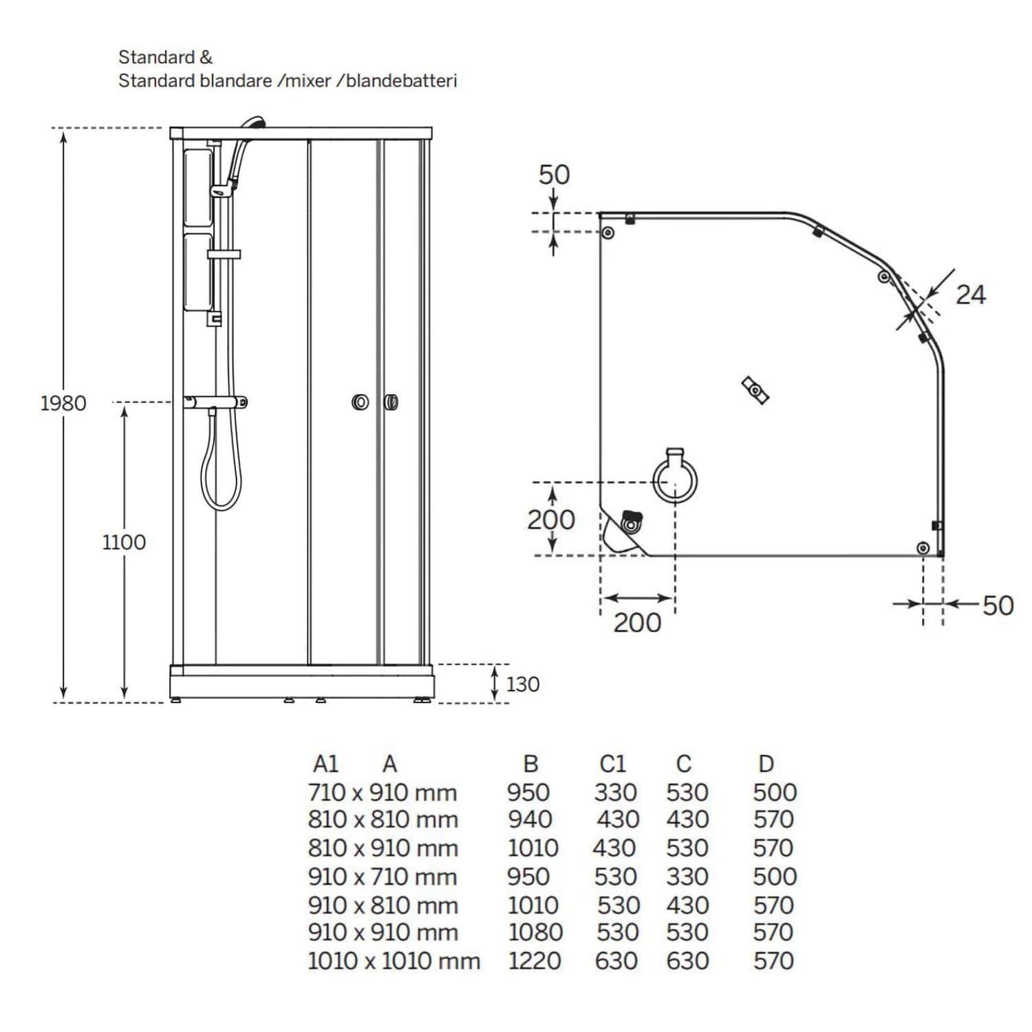 Macro Design FLOW Semi Dusjkabinett Standard Macro Design Dusjkabinett