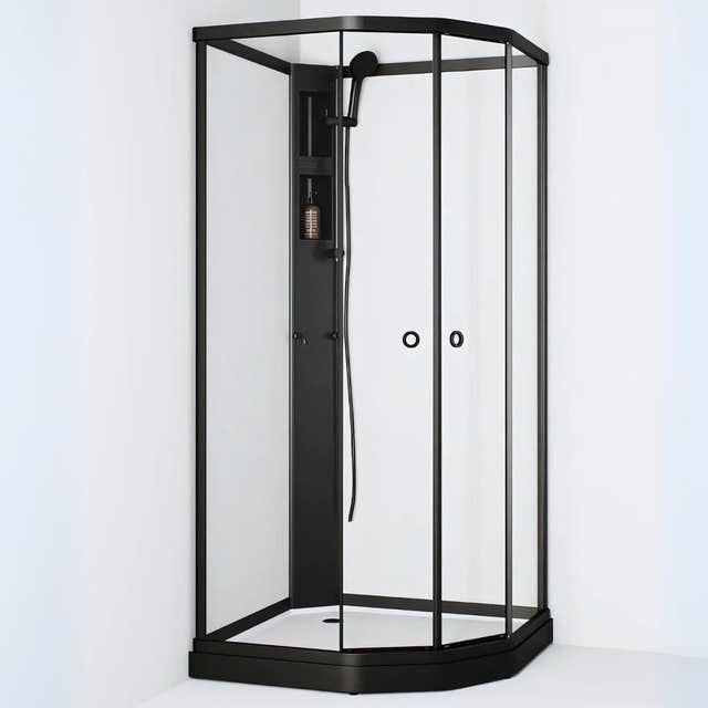 Macro Design FLOW Semi Dusjkabinett Standard Svart / 71x91cm / Hvit Macro Design Dusjkabinett BUN-DKFSUB79SKLV