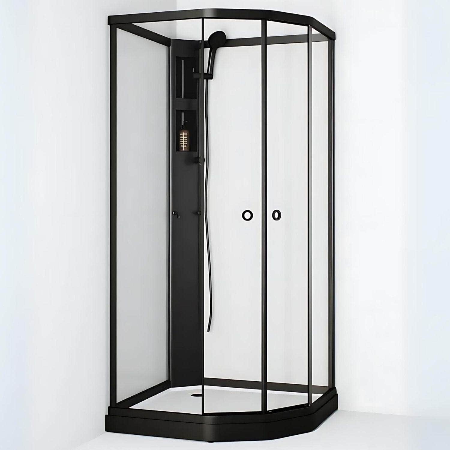 Macro Design FLOW Semi Dusjkabinett Standard Svart / 71x91cm / Klart glass Macro Design Dusjkabinett BUN-DKFSUB79SKL