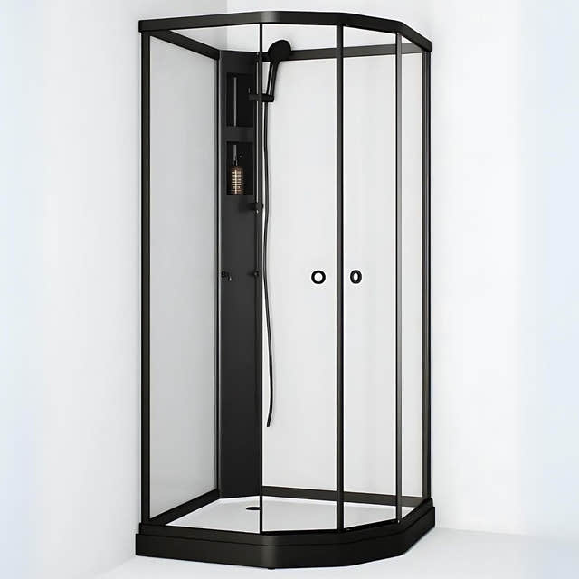 Macro Design FLOW Semi Dusjkabinett Standard Svart / 71x91cm / Klart glass Macro Design Dusjkabinett BUN-DKFSUB79SKL