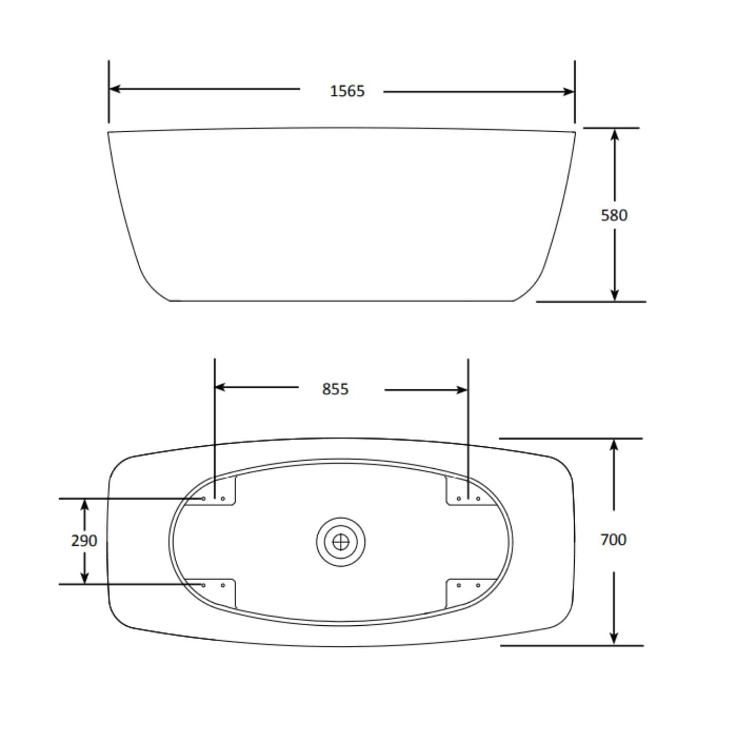 Macro Design Pure Badekar Hvit / 157cm Macro Design Frittstående badekar GRO-6290557