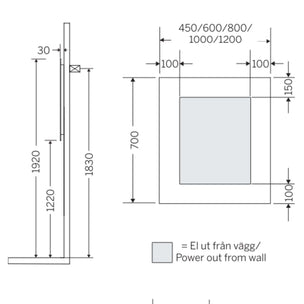 Macro Design firkantet speil (ramme)