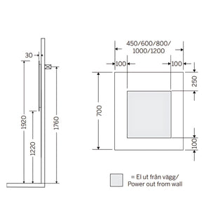 Macro Design AMBILIGHT RAMPE firkantet speil med lys (ramme)