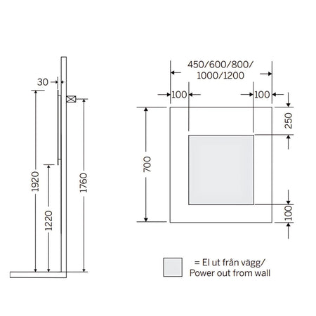 Macro Design AMBILIGHT RAMPE firkantet speil med lys (ramme)