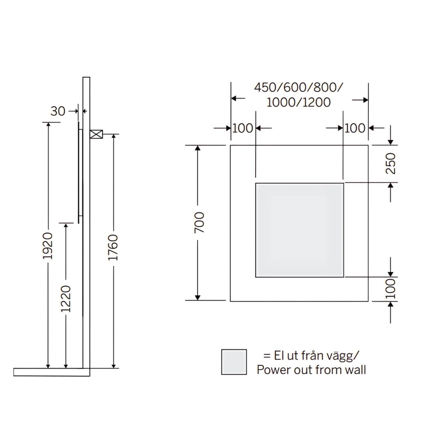 Macro Design Rammespeil T-belysning LED - med Ambilight 120cm Svart Svart / 120cm Macro Design Baderomsspeil BUN-IP12070ASRSTL