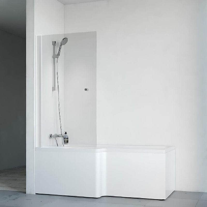 Macro Design SPIRIT Badekarvegg Enkel - med knott Hvit / 80cm / Klart glass Macro Design Badekarvegg GRO-DBSE80VKKL