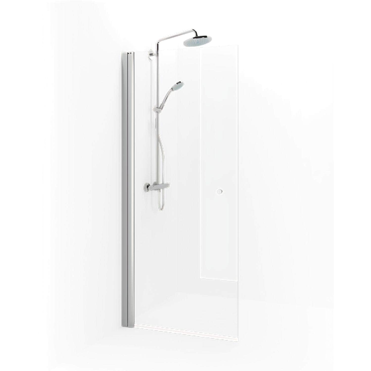 Macro Design SPIRIT Dusjdør Rett - med knott Matt aluminium / 67cm / Klart glass Macro Design Dusjdør BUN-DSSKN67KKL