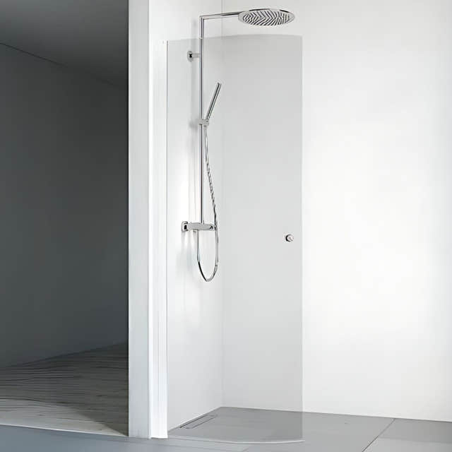 Macro Design SPIRIT Dusjdør Rund Lav Hvit matt / 63cm / Klart glass med knott Macro Design Dusjdør BUN-DFSCV63KKLL