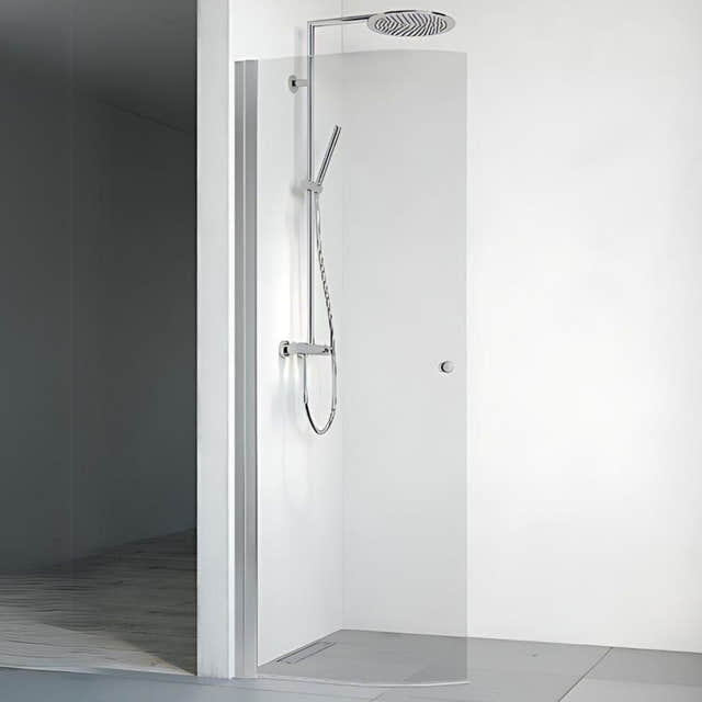 Macro Design SPIRIT Dusjdør Rund Lav Matt aluminium / 63cm / Klart glass med knott Macro Design Dusjdør BUN-DFSCN63KKLL