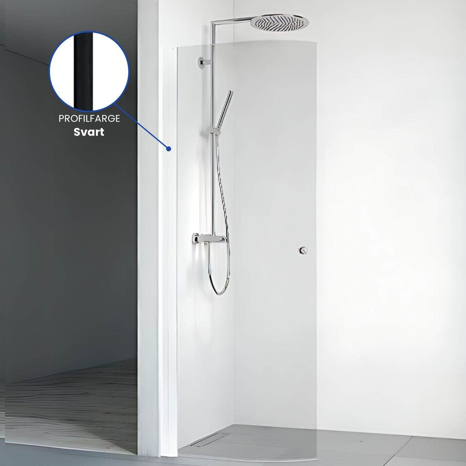 Macro Design SPIRIT Dusjdør Rund Lav Svart / 63cm / Klart glass med knott Macro Design Dusjdør BUN-DFSCS63KKLL