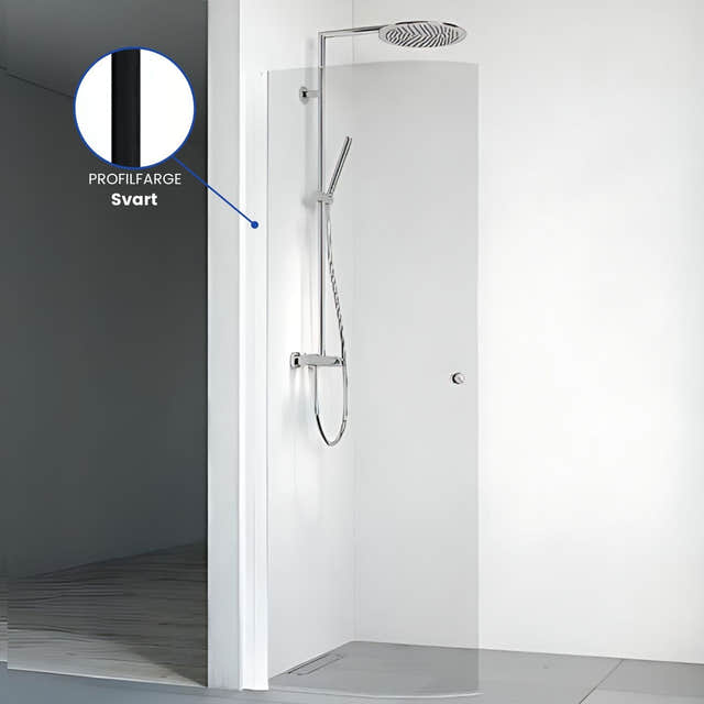 Macro Design SPIRIT Dusjdør Rund Lav Svart / 63cm / Klart glass med knott Macro Design Dusjdør BUN-DFSCS63KKLL