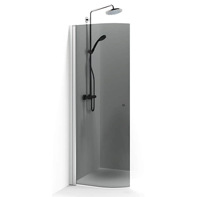 Macro Design SPIRIT Dusjdør Rund - med knott Matt aluminium / 53cm / Tonet glass Macro Design Dusjdør BUN-DFSCN53KTO