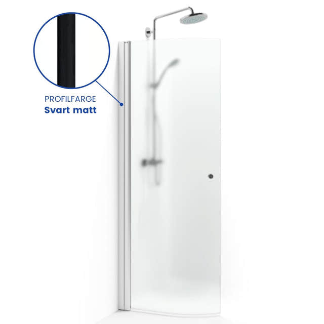 Macro Design SPIRIT Dusjdør Rund - med knott Svart matt / 53cm / Ice glass Macro Design Dusjdør BUN-DFSCS53KIC