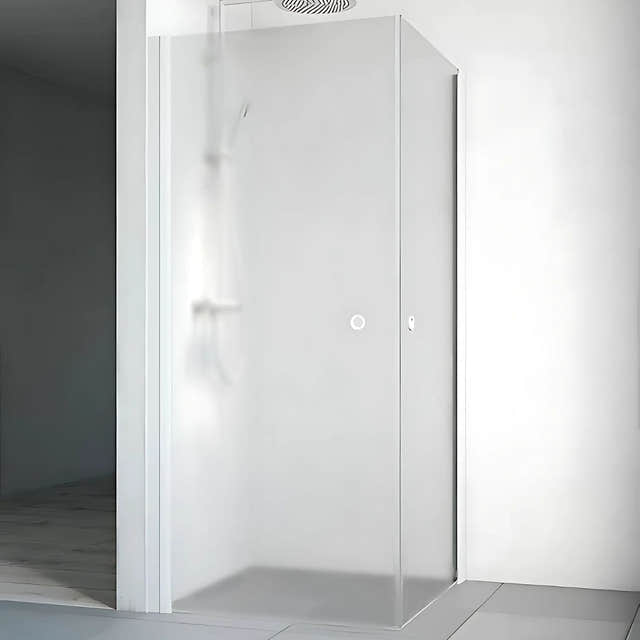 Macro Design SPIRIT Dusjhjørne Rett med knott Hvit matt / 70x70cm / Ice glass Macro Design Dusjhjørne BUN-DHSIV707IC