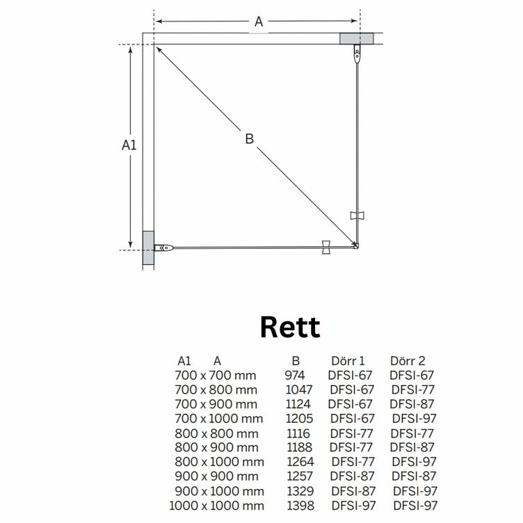 Macro Design SPIRIT Dusjhjørne Rett med knott