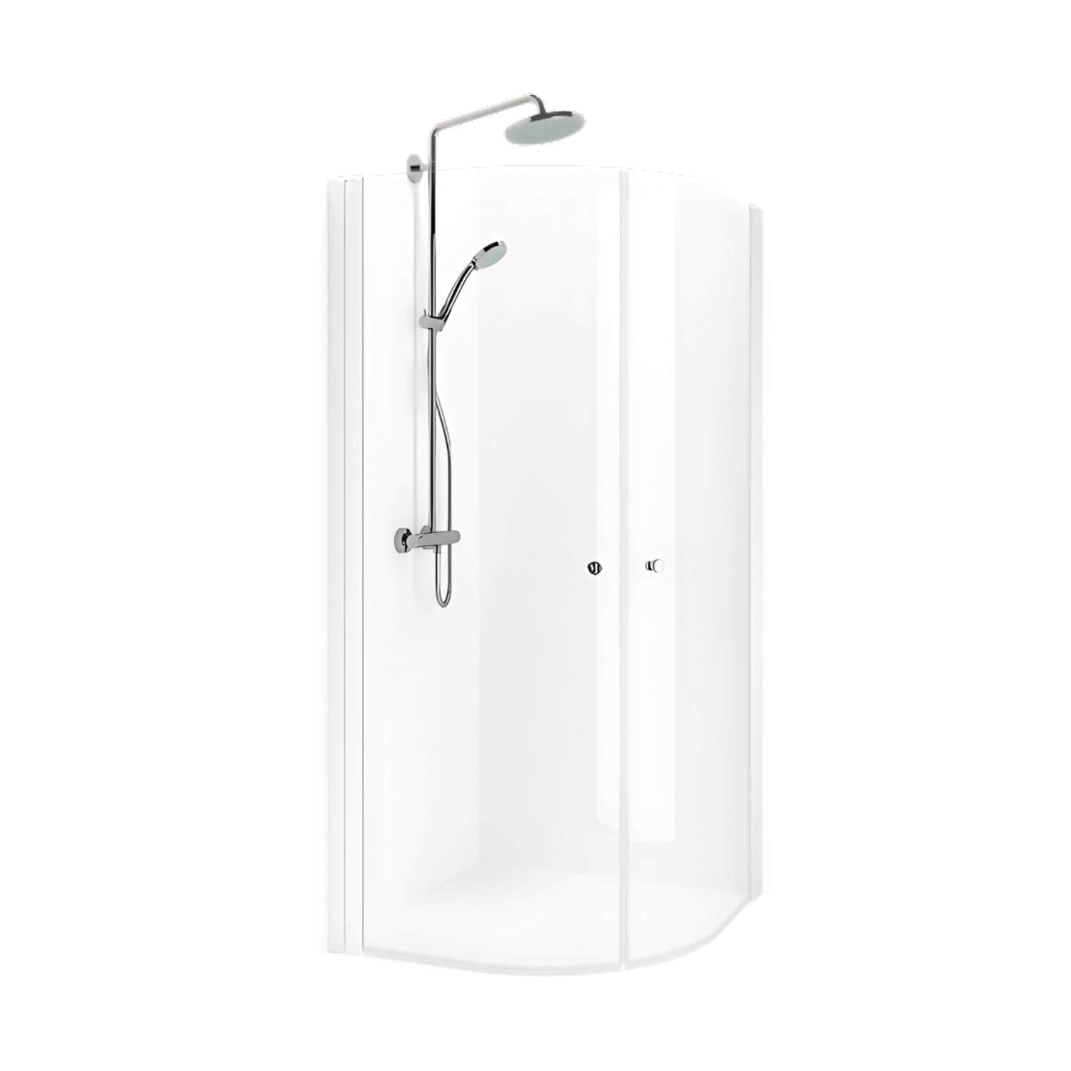 Macro Design SPIRIT Dusjhjørne Rund Klarglass Lav Hvit / 80x80cm / Klart glass med knott Macro Design Dusjdør BUN-DHSCV808KLL
