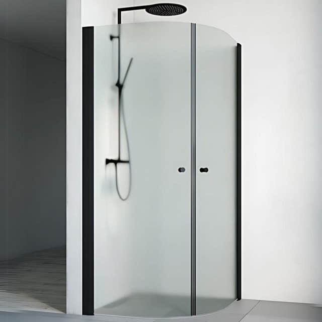 Macro Design SPIRIT Dusjhjørne Rund - med knott Svart / 70x70cm / Ice glass Macro Design Dusjdør BUN-DHSCS707IC