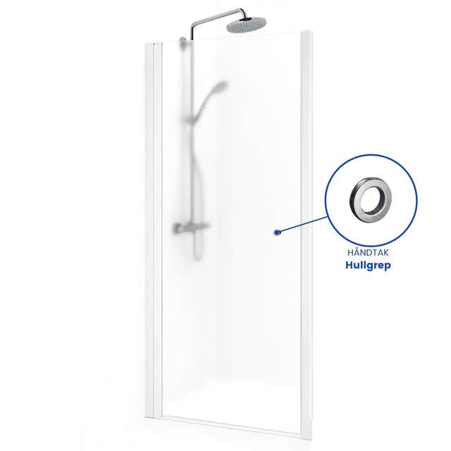 Macro Design SPIRIT Nisjedusj Hvit matt / 59-62.5cm / Ice glass med hullgrep Macro Design Dusjnisje BUN-DSNV59GIC