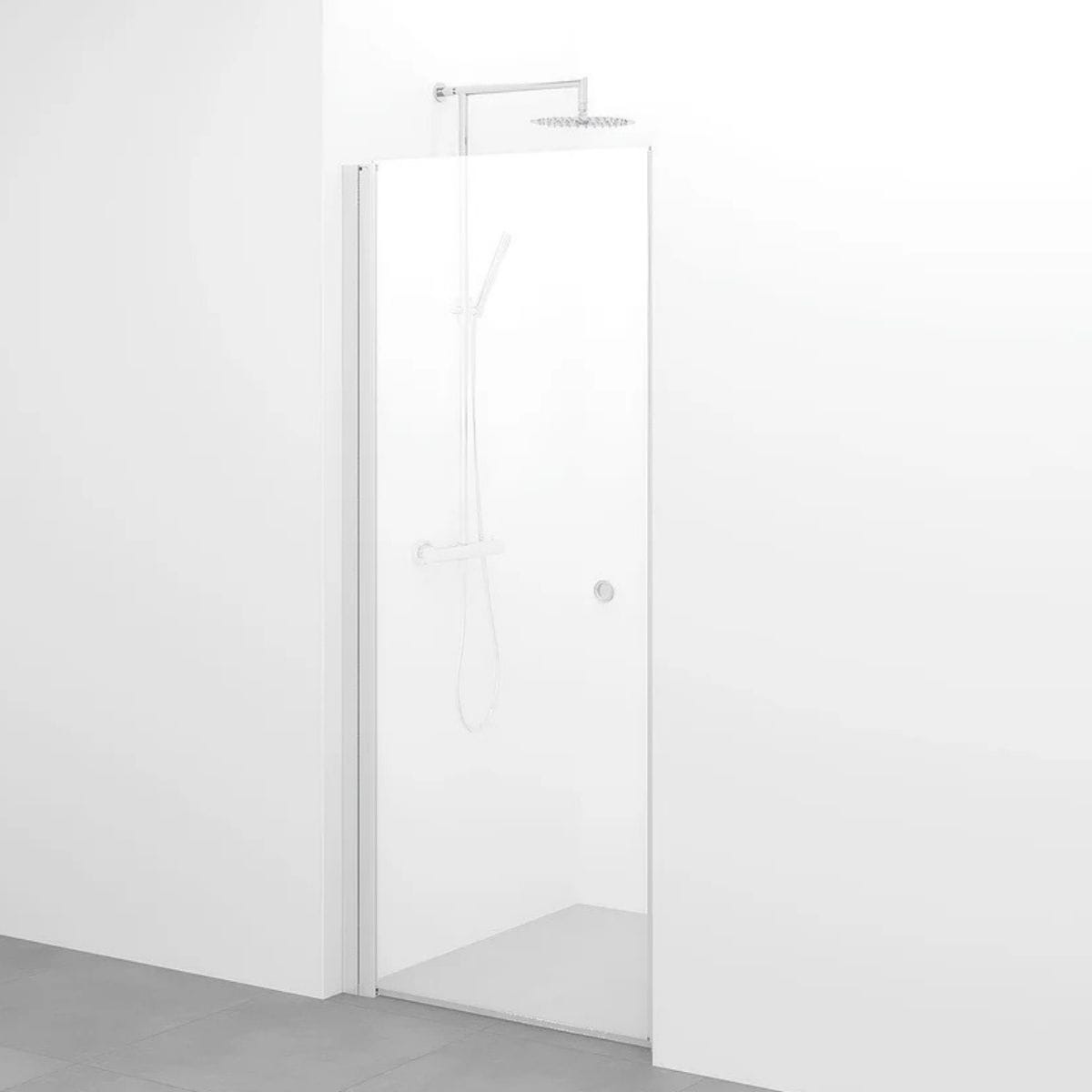 Macro Design SPIRIT Nisjedusj Matt aluminium / 102-105.5cm / Ice glass med hullgrep Macro Design Dusjnisje BUN-DSNN102GIC